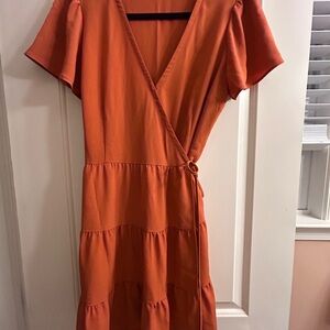 Abercrombie & Fitch Rust Orange Wrap Midi Dress